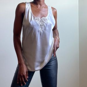 Cami top with lace and Pearl detail in front
